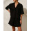 (M, Black) 2-teiliges Damen-Pyjama-Set, einfarbig, Weiche Loungewear. 4