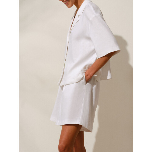 (L, White) 2-teiliges Damen-Pyjama-Set, einfarbig, Weiche Loungewear. 2
