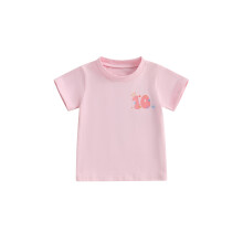 (10 Years, Pink) Narozeninové tričko pro dívky, potisk čísel a písmen, kulatý výstřih, krátké rukávy, ležérní styl