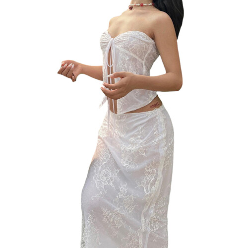 (L, White) Γυναικεία καλοκαιρινά ρούχα φούστα Bodycon 1