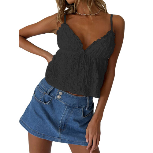 (S, Black) Γυναικείο μπλουζάκι με καλοκαίρι, Streetwear.