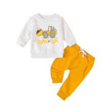 (18-24 Months, Yellow) Éadaí Fómhair Buachaillí le Geansaithe Fada agus Bríste Fada - Tacar 2 Phíosa