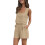 (S, Light Brown) Γυναικεία καλοκαιρινά σετ με τσέπες 2
