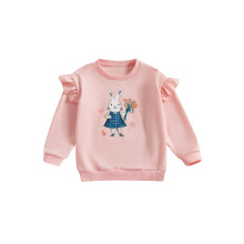 (3-4 Years, Pink) Mädchen-Sweatshirt, langärmelig, Rundhalsausschnitt, Kapuzenpullover mit Hasenprint, lässige Alltagskleidung