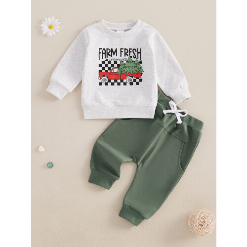 (12-18 Months, Light Grey) Σετ Χριστουγεννιάτικων Ρούχων Παντελόνι，Χειμερινά Ρούχα 2