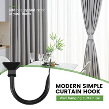 Set van 2 Vierkante Metalen Decoratieve Gordijnhouders, aan de Muur Gemonteerde Raamgordijnen voor Slaapkamer, Woonkamer, Kantoor met Schroeven, Zwart