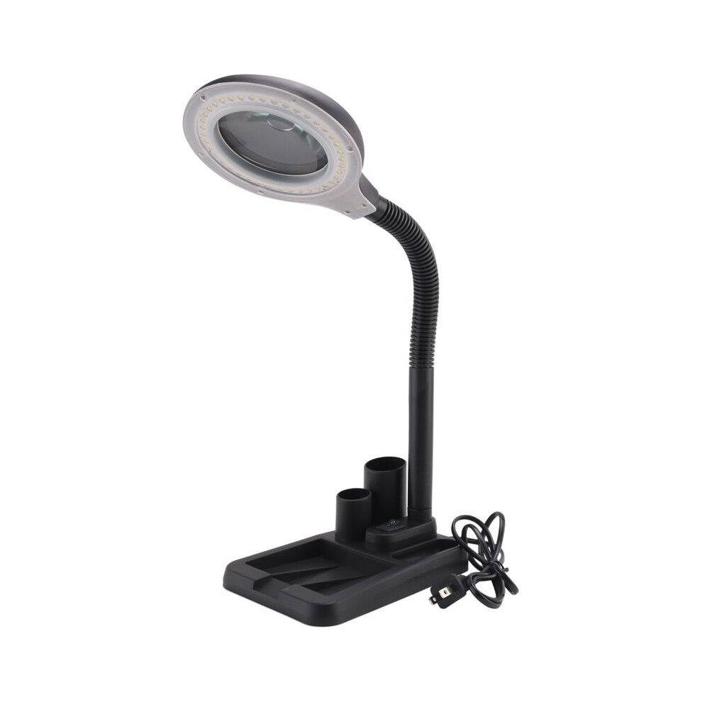 Light/Black Led Magnifying Lamp 5X 10X Magnifier With Table And Desk Lamp Floor Stand Adjustable Magnifying Magnifier Glass For Reading, Repairing (Black)