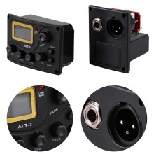 Acoustic Guitar Pickup Tuner 5-Band Eq Equalizer Acoustic Guitar Preamp Piezo Pre-Amp Amplifier System With Volume Knob Lcd Display Built-In Mic