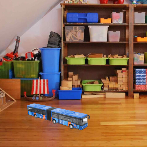 Children'S Diecast Model Fordon Shuttle Buss Billeksaker Små Baby Pull Back-Leksaker Blå 2
