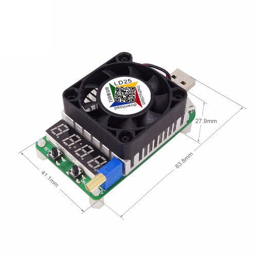 Electronic Load Resistor Usb Interface Discharge Battery Test Led Display Fan Adjustable Current Voltage 25W/35W(Ld35) 1