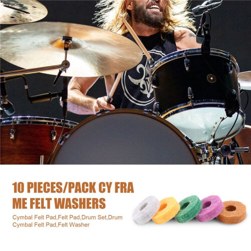 10Pcs/ Pack Cymbal Stand  Washer Pad Replacement Round Soft for Drum Set Cymbals (Random Color )