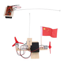 Assembled Wind Turbine Model Boat Wooden Remote Control Boat DIY Science Educational Toys Gift Model