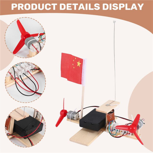 Assemblé ÉOlienne ModèLe Bateau en Bois TéLéCommande Bateau DIY Science Jouets ÉDucatifs Cadeau ModèLe CréAtif 1