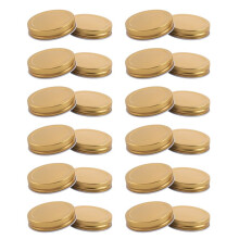 24 Packs Jar Lids Regular Mouth Leak Proof Secure Storage Solid Caps (Gold)