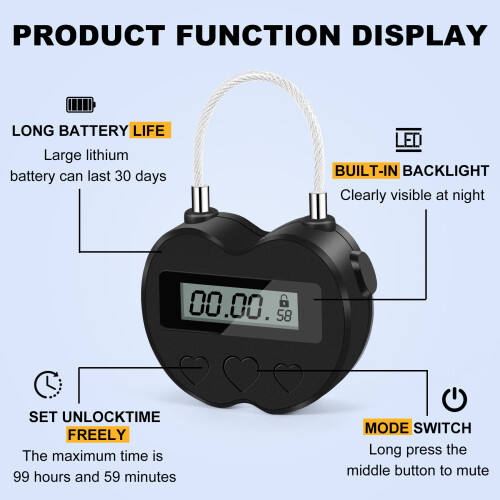 Lock LCD Display  Lock Multifunction Travel Electronic Timer, Waterproof USB Rechargeable Temporary Timer Padlock 2