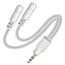 Headphone Splitter, AUX Splitter Cable for Headset Knitted 3.5mm Splitter 2-Way Audio Splitter Stereo Audio Y Cable Produces Equal Audio Output for