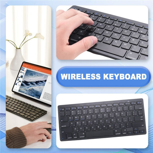 Russian Keyboard Ultra-Thin Wireless  Keyboard, for IOS Android Windows Tablet / Laptop -Black 1