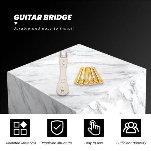 Gitarrbrostift 6st Mässingsändstift för Akustisk Gitarr med Gitarrbryggstiftsavdragare 2