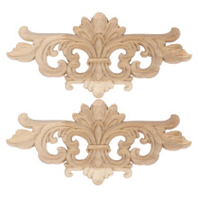 2Pcs Vintage Wood Carved Decal Corner Onlay Applique Frame for Home Furniture Wall Cabinet Door Decor Crafts 22X10cm