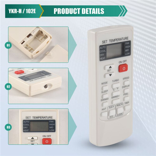 Air Conditioning Remote Control Replacement for Aukia YKR-H/102E Feel Comfortable 2