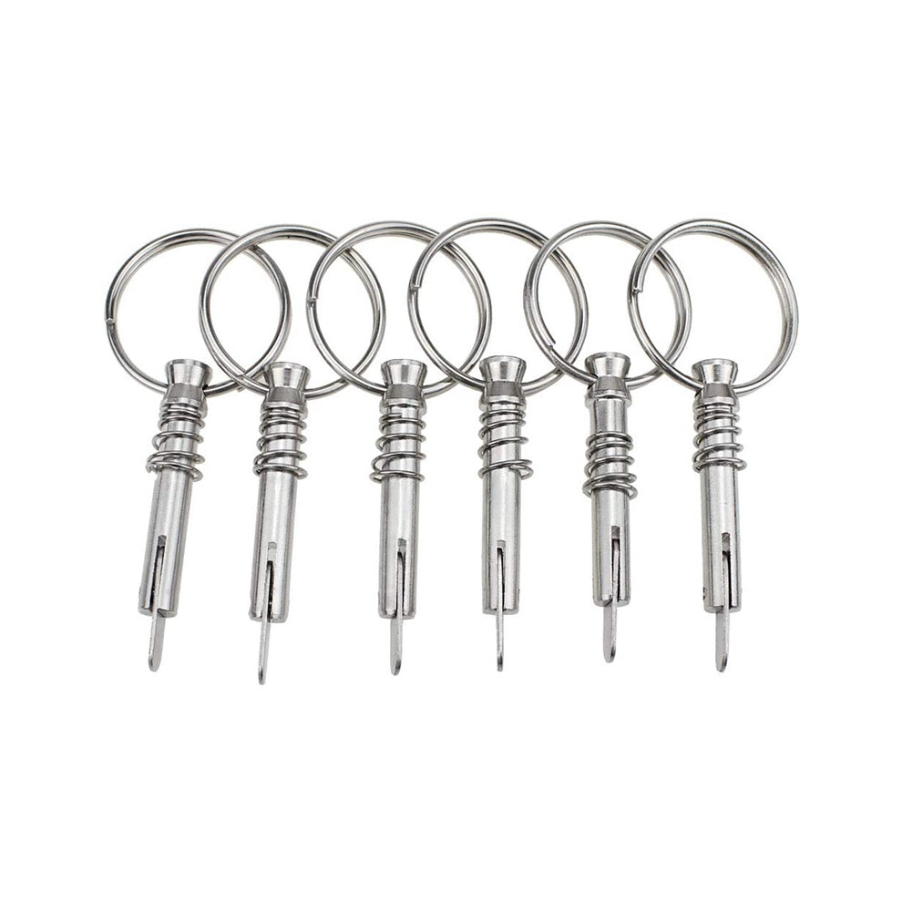 6Pcs Quick Release Pin Boat Bimini Top Pins 1/4 Inch Diameter With Drop Cam & Spring, Marine Hardware With Pull Ring 6031357770173