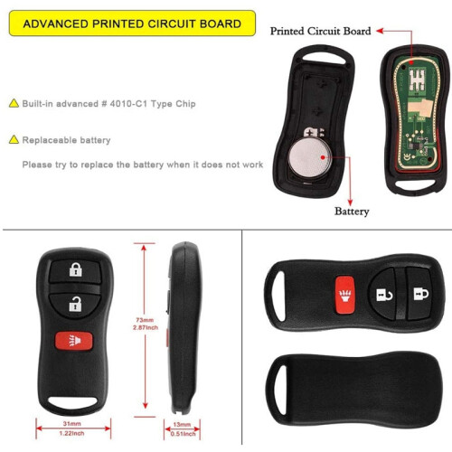 2 CléS pour  Frontier Murano Quest NV Pathfinder  Versa Voiture TéLéCommande Sans Clé pour KBRASTU15 2