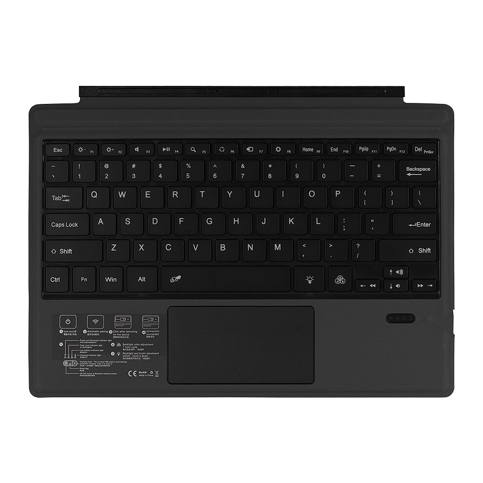 Wireless Keyboard With Presspad For /Surface Pro 7, Ultra-Slim 7 Color Backlight Wireless Keyboard 6033533226528