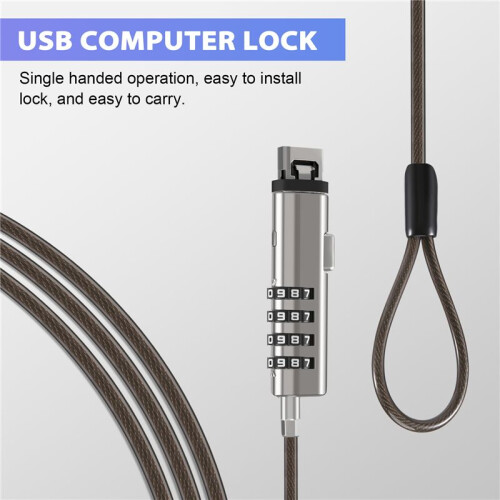 4 Digital Universal Lock USB Laptop Security Cable Lock for Computer 2