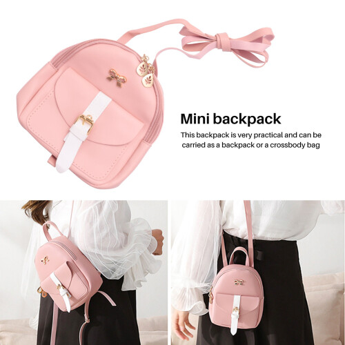 Backpack Small Diagonal Bag Leather Backpack Cute Bow Backpack Ladies Wallet 1
