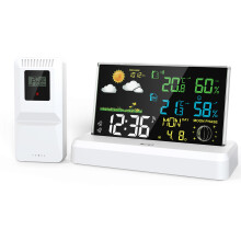 Hochauflöser Digitalwetteruhren mit kabellosem Innen- und Außenthermometer sowie Hygrometer