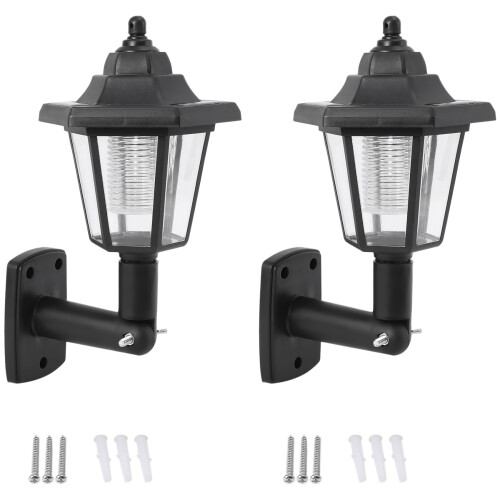 2 X LED op Zonne-, Buitentuinhek, Muurlantaarn, Lichtlamp, Lichtsensor