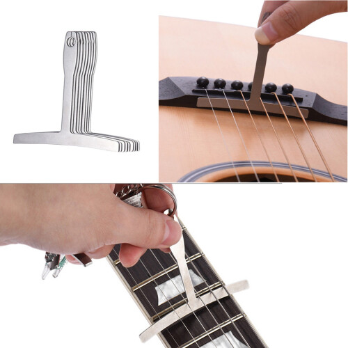 Guitar Luthier Measuring Tools Kit Set String Action Ruler, 9 Understring Radius Gauge for Guitar Repair 1