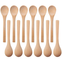 30 Pieces Wooden Spoon Small Soup Spoons Serving Spoons Condiments Spoons Wooden Honey Teaspoon Wood Color