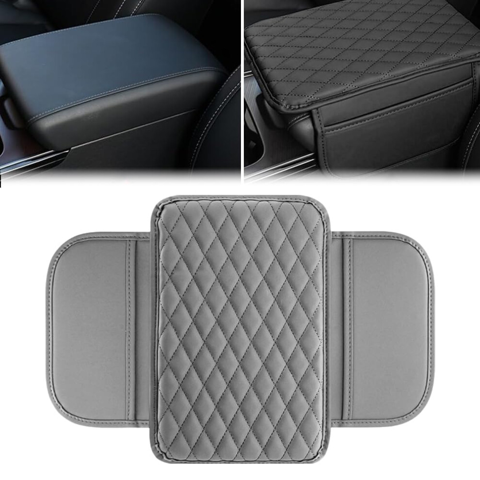 Car Armrest Pad With Waterproof Leather And Memory Foam Cushion, Center Console Cover For Suv Truck Grey 9169991201450