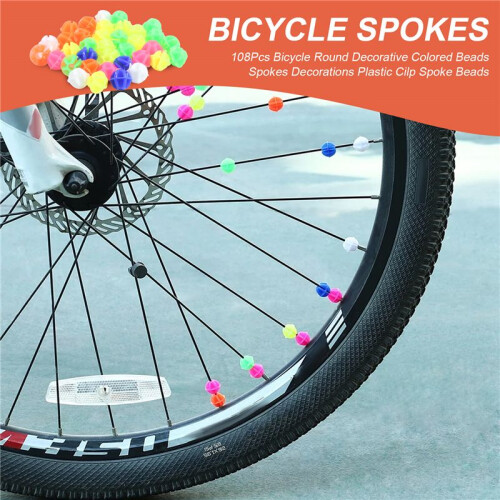 108Pcs Bicycle Round Decorative Colored Beads Spokes Decorations Plastic Cilp Spoke Beads 1