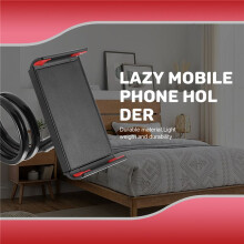 360 Roterande Flexibla LåNga Armar MobiltelefonhåLlare BordssäNg Lazy Bracket TelefonstäLl för Telefon och Surfplatta (Svart)