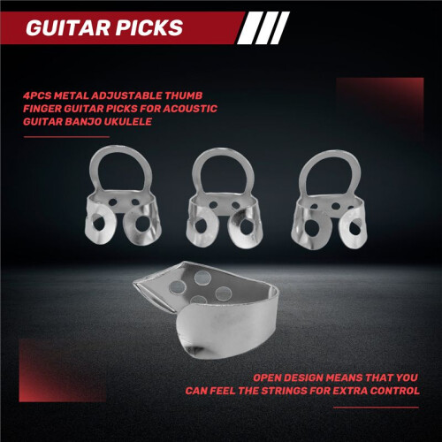 4 St Metalljusterbara Tumfinger Gitarrval för Akustisk Gitarr Banjo Ukulele 1
