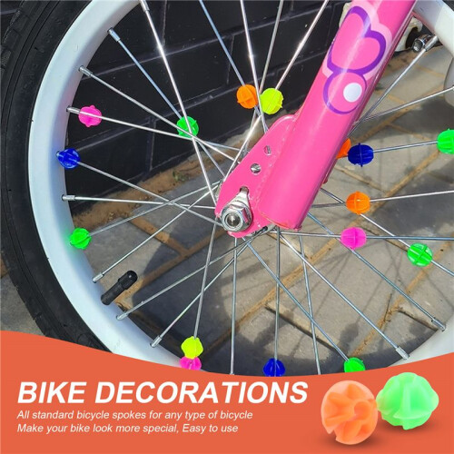 108Pcs Bicycle Round Decorative Colored Beads Spokes Decorations Plastic Cilp Spoke Beads 2