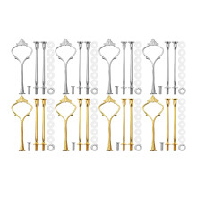 8 Sets 3 Tier Crown Cake Plate Stand Fittings Hardware Holder Kitchen Gadgets for Wedding and Party - Silver&Golden