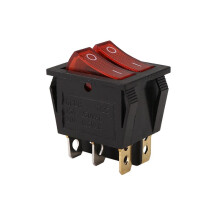 Red Light Illuminated 6 Pin Dual SPST /OFF Boat Rocker AC 15A/250V 20A/125V