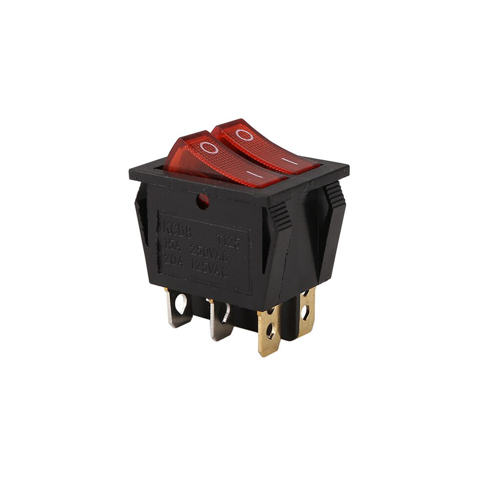 Red Light Illuminated 6 Pin Dual Spst /Off Boat Rocker Ac 15A/250V 20A/125V 6031119671762