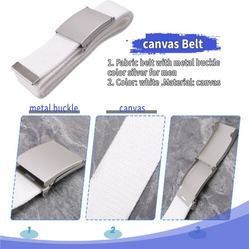 Canvas Bomull Vitt SkäRp BäLten Textil BandbäLte 1