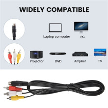 1.5M 4.9ft 3 RCA Male to 4 Pin S-Video Male TV PC Conversion Cable