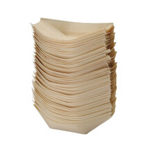 50x finger food - bowls, "boat" biodegradable wood 11 cm x 6.5 cm