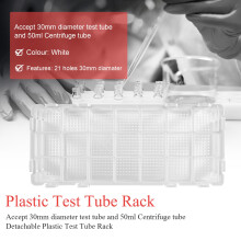 Plastic Test Tube Rack for 30mm Tube, 21 Well, White,Detachable (21 Hole)
