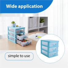 Caja de Almacenamiento de Plástico Tipo Cajón Translúcido (Azul 3 Capas