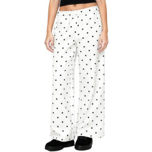 (M, White) Damen-Jogginghose mit weitem Bein, elastischem Bund, niedrigem Bund, Punktmuster, lockerer Passform, Trainingshose
