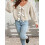 (XL, Khaki) Γυναικείο Πλεκτό Ζακέτα Μπροστά, Μονόχρωμο, Μακρυμάνικο, V-Neck 6