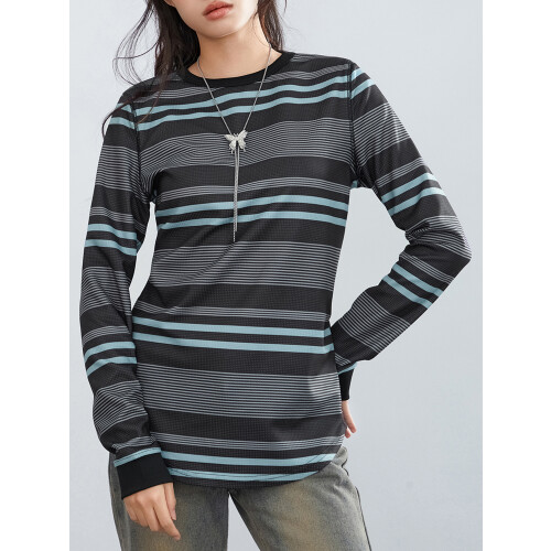(M, Stripe) Γυναικεία μακριά μανίκια streetwear, άνοιξη-φθινόπωρο 1