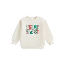 (3-4 Years, Ivory) Weihnachtspullover für Mädchen und Baumaufdruck.